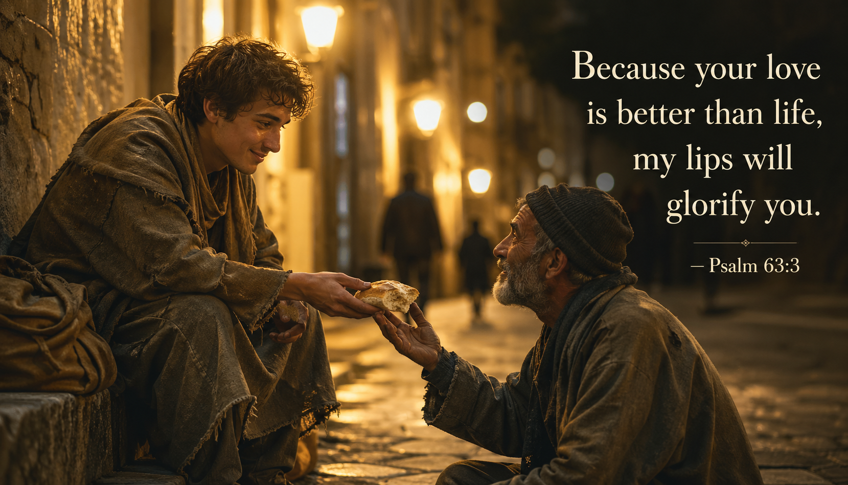 Psalm 63:3 -- Your Love Is Better Than Life Sharing Bread Wallpaper